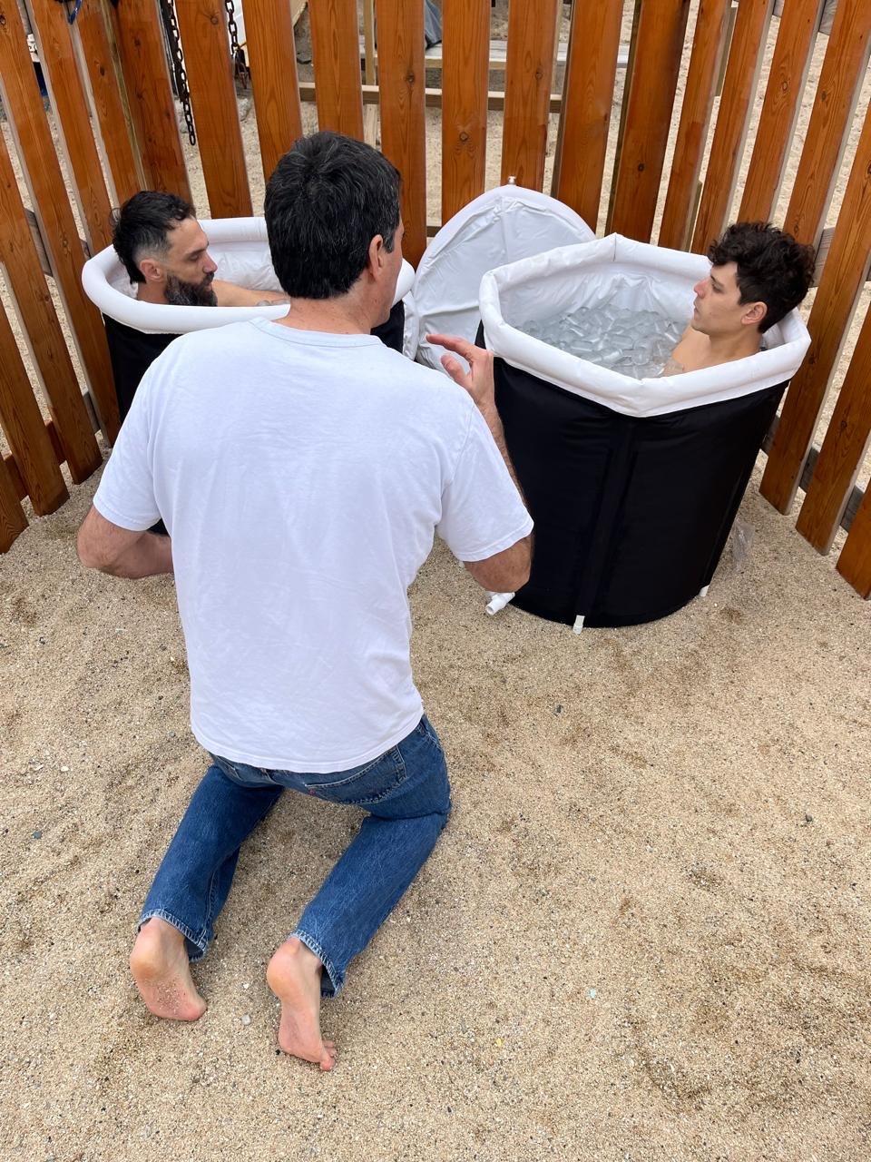 Emilio guiding an ice bath session